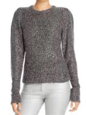 Frame Denim Metallic Silver Crewneck Sweater